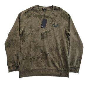 True Religion Embossed Sweatshirt Men's XL Kalamata Green NWT Camo MSRP$119 NEW